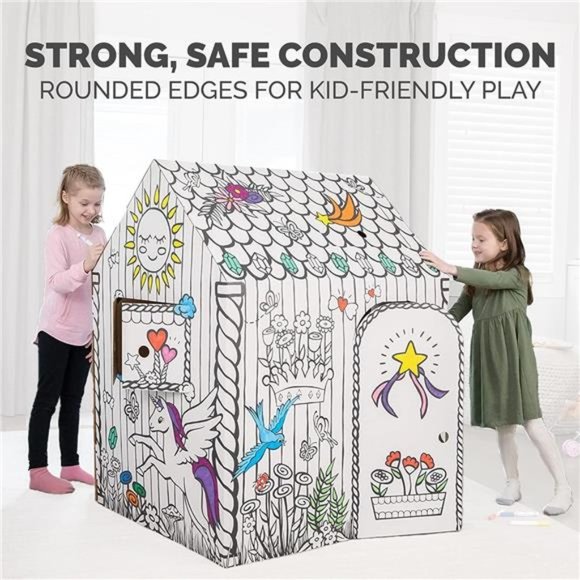 Play Unicorn Playhouse, Cardboard Playhouse and Craft Activity for Kids - Picture 4 of 6